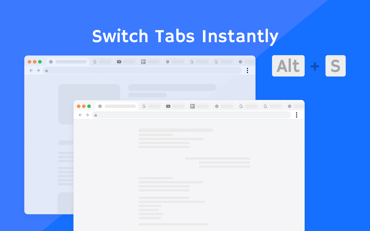 Tab Manager shortcuts view for instant tab switching.